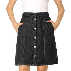 Women's Denim Skirts A-Line Short Black